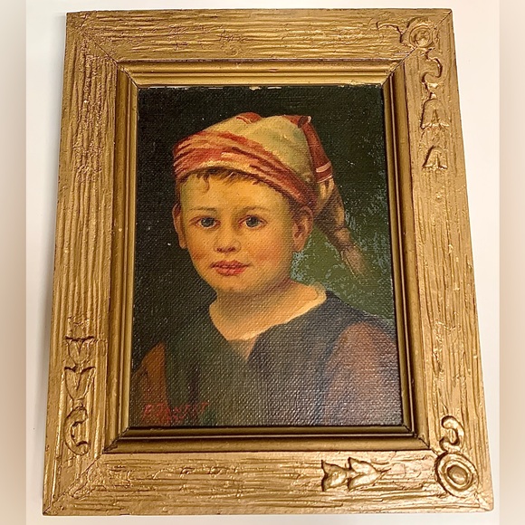 1937 Vintage Paul Janert Artist Signed Framed Oil Painting of Young Boy - Picture 15 of 16